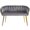ELEGANCKA SOFA DO SALONU LUB GABINETU ROSE SZARY VELVET ZŁOTE METALOWE NOGI - PRZÓD